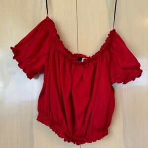 H&M Divided Red Off Shoulder Crop S